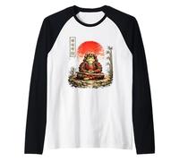 Zen Samurai Frog Japanese Red Sun Art Raglan Baseball Tee