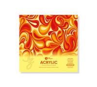 Zen Sangam Artists’ Square Acrylics Glued Sketch Paper Pad - 300GSM, Cold Pressed, (24 Sheets) - Canvas Texture Surface (10.5cm x 10.5cm) For Acrylics,Tempera,Poster Paint,Heavy-body Paints,Oil Paints