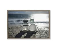 'Zen Sea Glass Hearts'| Floating Frame Canvas Art