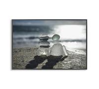 'Zen Sea Glass Hearts'| Framed Giclee Art