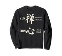 Zen & Shin Japanese Calligraphy Meditation Mind Heart Kanji Sweatshirt