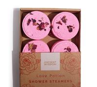 Zen Shower Steamers Therapy Wellness Gift Set - Love Potion Aromatherapy - All-Natural Essential Oils Rose Geranium, Black Pepper, Bergamot, Grapefruit & Rose Petals - Vegan & Cruelty-Free - Handmade