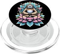 Zen Sloth Meditating Amongst Lotus Blossoms Mindfulness PopSockets PopGrip for MagSafe