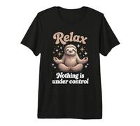 Zen Sloth Meditation Calm Chaos Humor Design Premium T-Shirt
