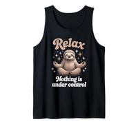 Zen Sloth Meditation Calm Chaos Humor Design Tank Top