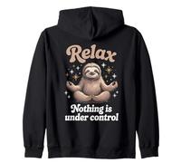 Zen Sloth Meditation Calm Chaos Humor Design Zip Hoodie