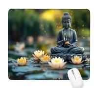 Zen Small Mouse Mat 10.24×8.27×0.12 in,2026 New Year Gaming Mousepad Lotus Mini Desk Pad with Non-Slip Base and Stitched Edge,for Wireless Mouse,Laptop,Office Home,Washable,Roll-up,Gift for Men D-918