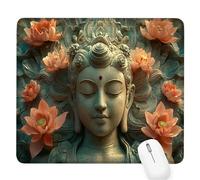 Zen Small Mouse Mat 14.17×11.81×0.12 Inch,2026 New Year Gaming Mousepad Flower Mini Desk Pad with Non-Slip Base and Stitched Edge,for Wireless Mouse,Laptop,Office Home,Washable,Roll-up,Gift Men D-890