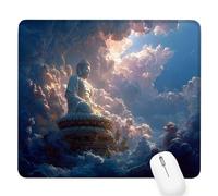Zen Small Mouse Mat 16.54×13.78×0.12 inch,2026 New Year Gaming Mousepad Cloud Mini Desk Pad with Non-Slip Base and Stitched Edge,for Wireless Mouse,Laptop,Office Home,Washable,Roll-up,Gift Men D-792
