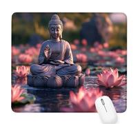Zen Small Mouse Mat 9.45×7.87×0.12 inches,2026 New Year Gaming Mousepad Statue Mini Desk Pad with Non-Slip Base and Stitched Edge,for Wireless Mouse,Laptop,Office Home,Washable,Roll-up,Gift Men D-778