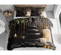 Zen Spa Double Duvet Set Premium Microfiber Double Bedding Set (200x200 cm) 3 PCs Brown Ultrasoft Hypoallergenic Quilt Cover Bedding Sets with Zipper Closure