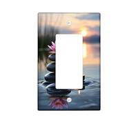 Zen Spa Light Switch Cover Plates/Outlet Covers, Tranquil Sunset Water with Water Lily Flower, Ideal for Relaxing Bathroom Decor, Thermoplastic, Standard Size Single Rocker