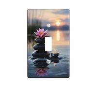 Zen Spa Light Switch Cover Plates/Outlet Covers, Tranquil Sunset Water with Water Lily Flower, Ideal for Relaxing Bathroom Decor, Thermoplastic, Standard Size Single Toggle
