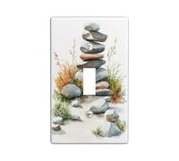 Zen Stacked Stones Light Switch Cover Plates/Outlet Covers, Neutral Earth Tones for Home Decor, Thermoplastic Wall Plates, Standard Size Single Toggle