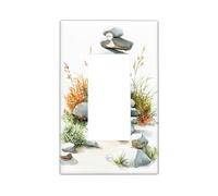 Zen Stacked Stones Light Switch Cover Plates/Outlet Covers, Neutral Earth Tones for Home Decor, Thermoplastic Wall Plates, Standard Size Single Rocker