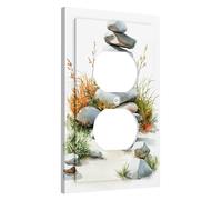 Zen Stacked Stones Light Switch Cover Plates/Outlet Covers, Neutral Earth Tones for Home Decor, Thermoplastic Wall Plates, Standard Size Single Duplex Outlet