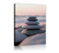 Zen Stone Balance Wall Art Painting Tranquil Beach Scene Canvas Prints Relaxation and Calmness Poster Wall Decor for Home Office 50x70cm Innerframe