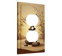 Zen Stone Light Switch Cover Plates/Outlet Covers,Brown Bamboo for Wall Accents, Thermoplastic Wall Plates, Standard Size Single Duplex Outlet
