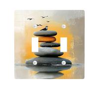 Zen Stone Light Switch Cover Plates/Outlet Covers, Peaceful Yellow Sunset for Wall Accents, Thermoplastic Wall Plates, Standard Size Double Toggle