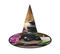 Zen Stone Print Halloween Witch Hat,Foldable Spire Hat,Suitable For Halloween Carnival,Masquerade,Party Costume Accessories