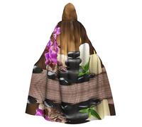 Zen Stone Print Hooded Cloak Cape Costume Robe
