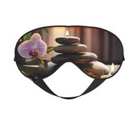 Zen Stone Print Sleep Mask Silk Eye Cover Soft Satin Blindfold Elastic Strap Night Eyeshade Travel Nap for Women Men