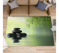 Zen Stone Rug 180 x 240, Chinese Style Rugs for Living Room, Meditation Area Rug, Non Slip Washable Rugs for Bedroom Kitchen Dining Room Decor Carpet