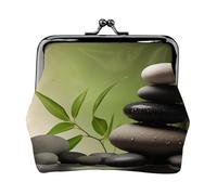 Zen Stone Spa Prints Coin Purse Kiss Lock Pu Leather Mini Pouch Wallet Change Bag for Women Girls Kids