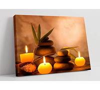 Zen Stone Stacks & Candles Canvas Wall Art Picture Print - 30 inch wide x 20 inch high (Frame Depth 30mm)