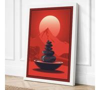 Zen Stones at Dawn Minimalist Canvas Wall Art Print 18x12 Inch (46 x 30 cm)