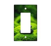 Zen Stones Light Switch Cover Plate/Outlet Covers, Green Nature Scene for Wall Accents, Thermoplastic Wall Plates, Standard Size Single Rocker