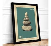Zen Stones Minimalist Framed Wall Art Print A3 (42×29.7cm) Black, Wall Decor for Living Room, Bedroom, Office & Home, Ready to Hang, Art Gift