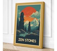 Zen Stones Poster Vintage Canvas Wall Art Print 18x12 Inch (46 x 30 cm)