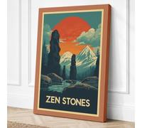 Zen Stones Poster Vintage Canvas Wall Art Print 30x20 Inch