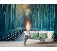 Zen Style Bamboo Wall Mural, Self Adhesive Wallpaper Peel and Stick, Landscape Forest Home Decor Photo Wallpaper, Silk Cloth Wall Sticker for Living Room & Bedroom, 150x100 cm - M-836