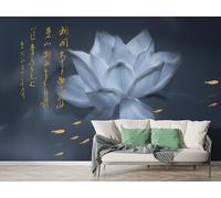 Zen Style Lotus Wall Mural, Self Adhesive Wallpaper Peel and Stick, Meditation Landscape Home Decor Photo Wallpaper, Silk Cloth Wall Sticker for Living Room & Bedroom, 150x100 cm - M-834