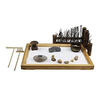 ZEN&TAO Japanese Zen Garden, 28x19x2.8cm Large Size Bamboo Tray, Office Desk Accessories, for Meditation and Gift Idea.