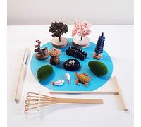 ZEN&TAO Miniature Desktop Zen Garden Accessories, DIY Fairy Garden Miniatures, 12pcs Figures plus Three Tools, Japanese Gift Idea, Terrarium, Bonsai Decorative Craft Kit