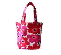 Zen&Tao NUTFORD Multifunctional Canvas Tote Bag Lunch Bag Outer with Beautifully Printed Canvas and Lined with White Cotton Canvas with Inner Pocket (A. Red Flowers)