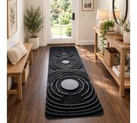 Zen Undulation Geometric Art Ripples Minimalistic Runner Rug 2x5 | Concentric Circle Motif, Bedside Runner Rug, Modern Zen Garden Style, Minimalistic Geometric Art, Meditative Atmosphere