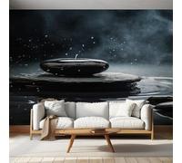 Zen Wallpaper Black, Meditation Zen Stone Wall Paper for Bedrooms, Home Decor Photo Wallpaper for Living Room 250x175 Non-Woven Wall Mural W&19