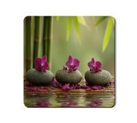 Zen Washer Dryer Top Protector Mat, Elegant Orchid Floral Washing Machine Top Cover, Relaxing Rubber Anti-slip Waterproof Washer And Dryer Mats for Laundry Room 24x24 Inch