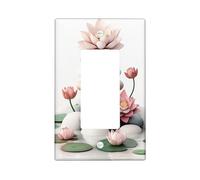 Zen Water Lily Flower Light Switch Cover Plates/Outlet Covers, Pastel Tranquil Waters for Wall Accents, Thermoplastic Wall Plates, Standard Size Single Rocker