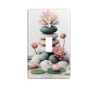 Zen Water Lily Flower Switch Cover Plates/Outlet Covers Pastel Tranquil Waters for Wall Accents Wall Plates Thermoplastic Standard Size Single Toggle