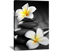 Zen Wooden Jigsaws Puzzle Posters 1000 Pieces Black And White Picture Print Spa Stone Painting Frangipani Flower For Intellectual Teenagers Crossword Game,