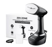 Zen Zone Clothes Steamer, 25min Continuous Turbo Extreme Handheld Steamer, Preheating in 25s, 450ml Detachable Water Tank, 1500W Travel Garment Steamer, Black