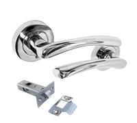 Zena Polished Chrome Lever on Rose Internal Door Handles - 1 Pair | Modern Chrome Door Handle Set with 63mm Tubular Latches