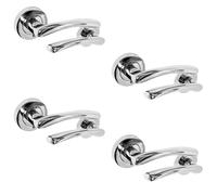 Zena Polished Chrome Lever on Rose Internal Door Handles - 4 Pairs | Modern Chrome Door Handle Set with Optional 63mm Tubular Latches