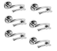 Zena Polished Chrome Lever on Rose Internal Door Handles - 6 Pairs | Modern Chrome Door Handle Set with Optional 63mm Tubular Latches