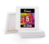 Zenacolor - Set of 5 Paint Canvases 20x20cm - Canvas for Painting Acrylic Paint, Oil Paint, Watercolour Paint - Painting Canvas 100% Cotton Acid-Free Blank Canvas with Wooden Frame